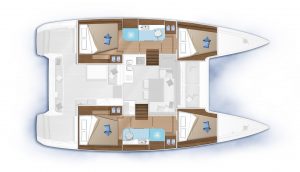 Corsica rental catamaran Lagoon 40 plan - 4 cabins 2 bathrooms